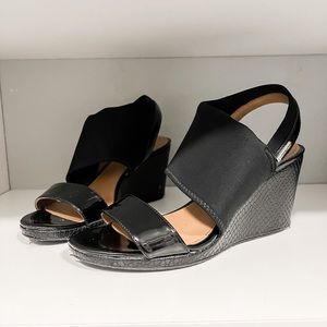 Calvin Klein Black Wedge Strappy Sandal
